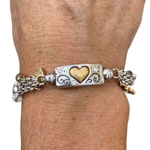 Brighton Heart‎ Charm Bracelet Silver Tone Gold Tone Inspirational Quotes Women